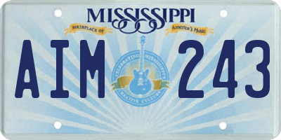 MS license plate AIM243