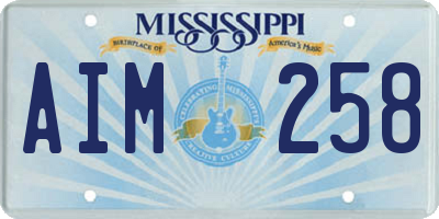 MS license plate AIM258