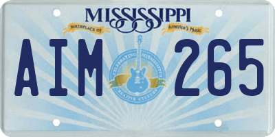MS license plate AIM265
