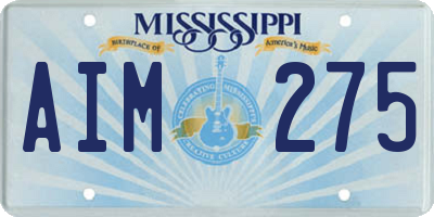 MS license plate AIM275