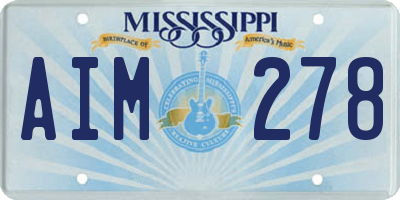 MS license plate AIM278