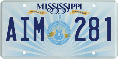 MS license plate AIM281