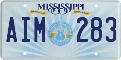 MS license plate AIM283