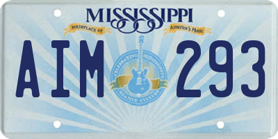MS license plate AIM293