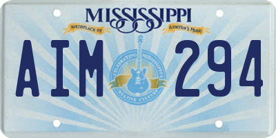 MS license plate AIM294