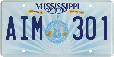 MS license plate AIM301