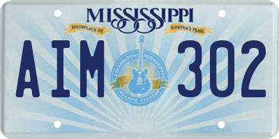 MS license plate AIM302