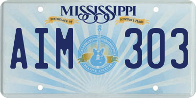 MS license plate AIM303