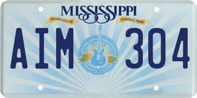 MS license plate AIM304