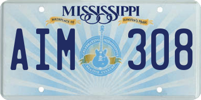 MS license plate AIM308