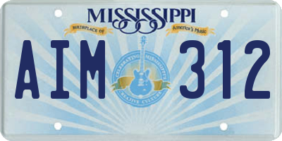 MS license plate AIM312