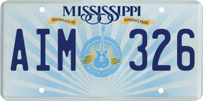 MS license plate AIM326