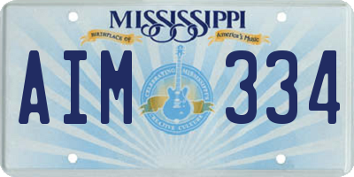MS license plate AIM334