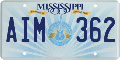 MS license plate AIM362
