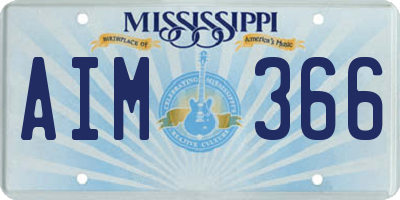 MS license plate AIM366