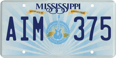 MS license plate AIM375