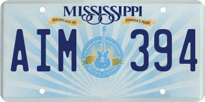 MS license plate AIM394