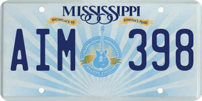 MS license plate AIM398