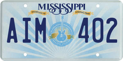 MS license plate AIM402