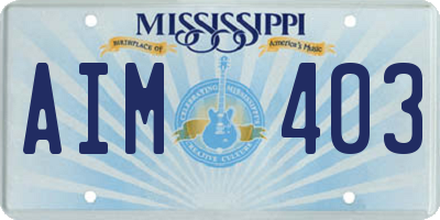 MS license plate AIM403