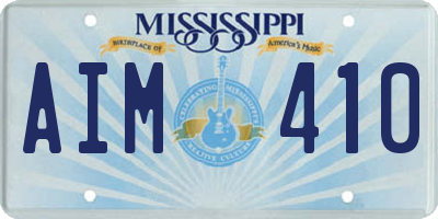 MS license plate AIM410
