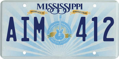 MS license plate AIM412
