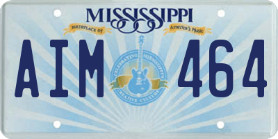 MS license plate AIM464