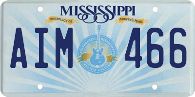 MS license plate AIM466