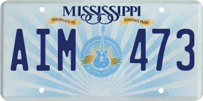 MS license plate AIM473