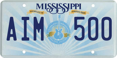 MS license plate AIM500