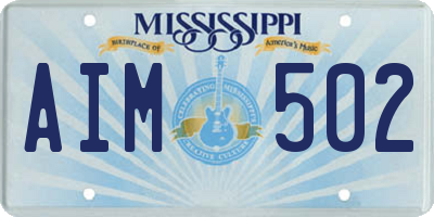 MS license plate AIM502