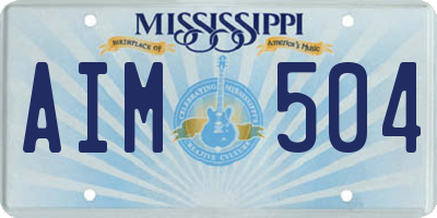 MS license plate AIM504