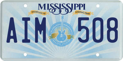 MS license plate AIM508