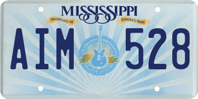 MS license plate AIM528
