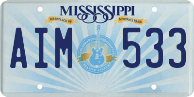 MS license plate AIM533