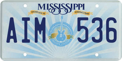 MS license plate AIM536