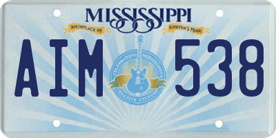 MS license plate AIM538