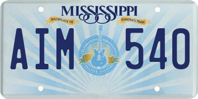 MS license plate AIM540
