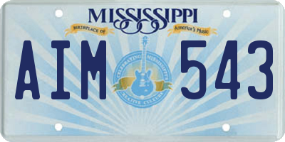 MS license plate AIM543