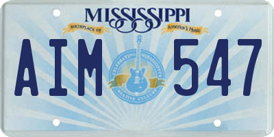 MS license plate AIM547