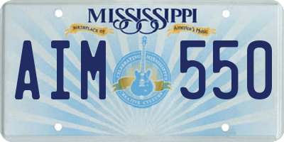 MS license plate AIM550