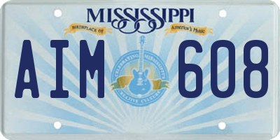MS license plate AIM608