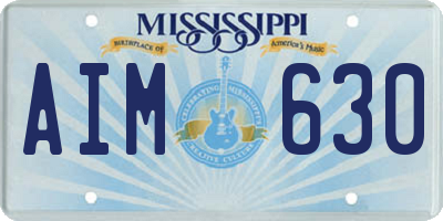 MS license plate AIM630