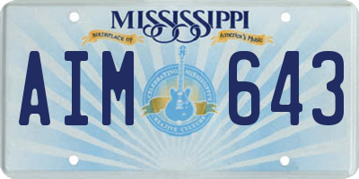 MS license plate AIM643