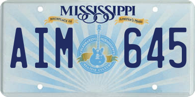 MS license plate AIM645