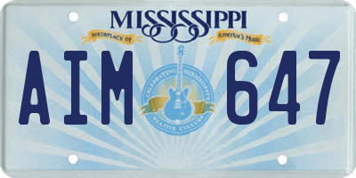 MS license plate AIM647