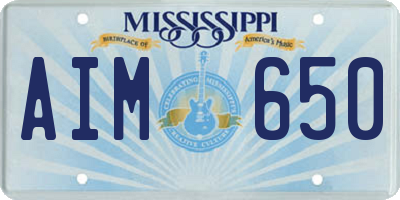 MS license plate AIM650