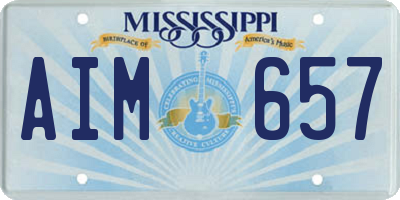 MS license plate AIM657
