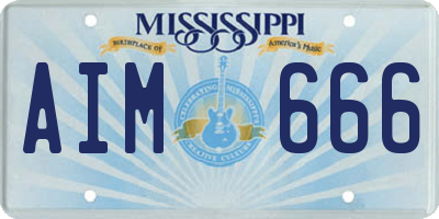 MS license plate AIM666