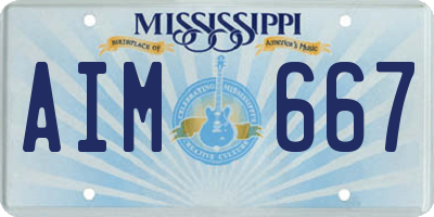 MS license plate AIM667